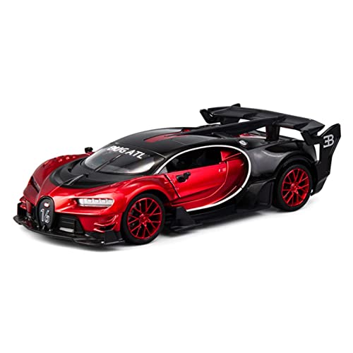 BOMXAN Klassisches Retro Automodell 1 24 Für Fahrzeuge Bugatti GT Simulation Pull Back Automodell Mit Soundlicht Miniatur Im Maßstab Sammlerstück(Rot) von BOMXAN