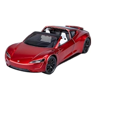 BOMXAN Klassisches Retro Automodell 1:24 Für Tesla Roadster Super Auto Legierung Auto Modell Rad Lenkung Sound Licht Sammlerstücke Spielzeug Miniatur Im Maßstab Sammlerstück(Red) von BOMXAN