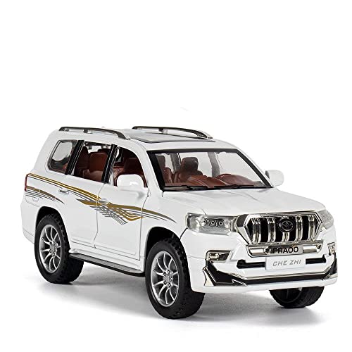 Klassisches Retro Automodell 1 24 for Toyota Prado Legierung Offroad-Automodell Die Cast Sound Light Pull-Back Fahrzeug Spielzeug Geschenke Display Miniatur Im Maßstab Sammlerstück(White) von BOMXAN