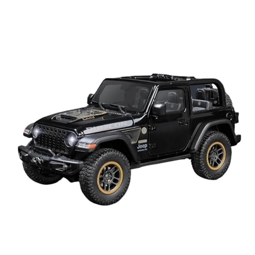 Klassisches Retro Automodell 1:18 Für Jeep Wrangler Rubicon Cabrio Version Off Road SUV Legierung Druckguss Auto Modell Sound & Licht Miniatur Im Maßstab Sammlerstück(Black) von BOMXAN