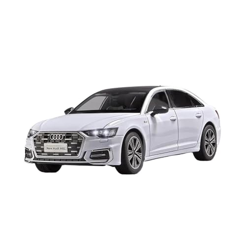 Klassisches Retro Automodell 1:18 Für NEUEN Audi A6 L Legierung Auto Modell Simulation Sound Licht Zurückziehen Sammeln Spielzeug Display Ornament Miniatur Im Maßstab Sammlerstück(White) von BOMXAN