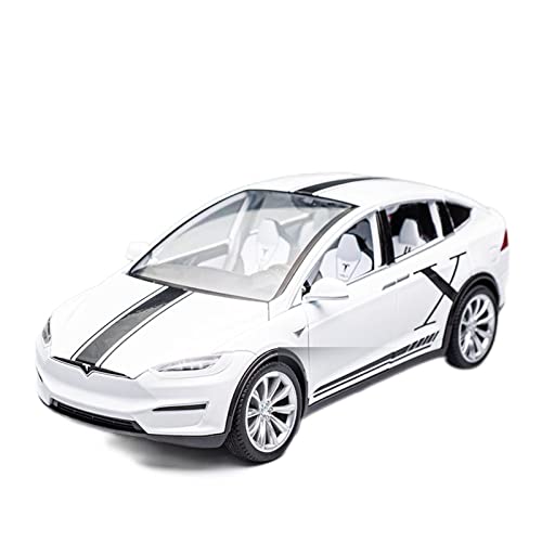 Klassisches Retro Automodell 1:20 Simulation for Tesla Model X Legierung Automodell Druckguss Sound Light Pull-Back Fahrzeug Spielzeug Geschenke Display Miniatur Im Maßstab Sammlerstück(White) von BOMXAN