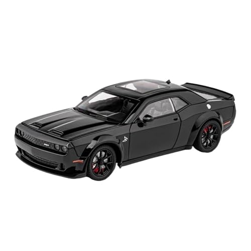 Klassisches Retro Automodell 1:24 Dodge Challenger SRT Hellcat Legierung Automodell Hohe Simulation Sound Licht Kinderspielzeug Miniatur Im Maßstab Sammlerstück(Black) von BOMXAN