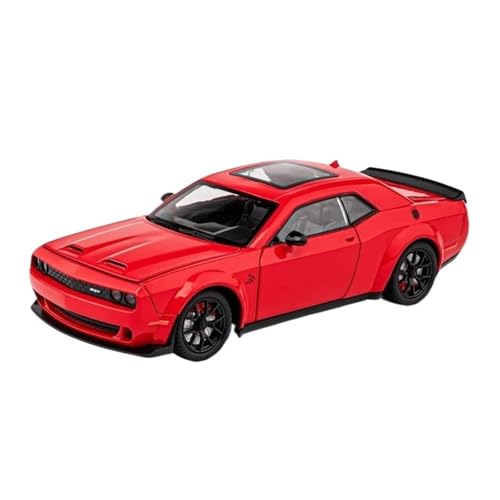 Klassisches Retro Automodell 1:24 Dodge Challenger SRT Hellcat Legierung Automodell Hohe Simulation Sound Licht Kinderspielzeug Miniatur Im Maßstab Sammlerstück(Red) von BOMXAN