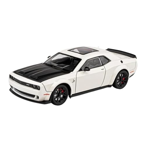 Klassisches Retro Automodell 1:24 Dodge Challenger SRT Hellcat Legierung Automodell Hohe Simulation Sound Licht Kinderspielzeug Miniatur Im Maßstab Sammlerstück(White) von BOMXAN