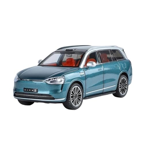 Klassisches Retro Automodell 1:24 Für AITO M9 SUV New Energy Legierung Auto Modell Sound & Licht Kinder Spielzeug Büro Desktop Dekorationen Miniatur Im Maßstab Sammlerstück(Blue) von BOMXAN