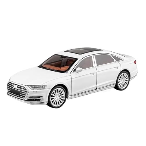 Klassisches Retro Automodell 1:24 Für Audi A8 Legierung Auto Modell Druckguss Metall Fahrzeuge Simulation Sound Und Licht Sammlung Jungen Spielzeug Miniatur Im Maßstab Sammlerstück(White) von BOMXAN