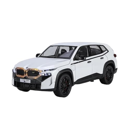 Klassisches Retro Automodell 1:24 Für BMW XM Simulation Sound Und Licht Kollektives Legierungs-SUV-Automodell Offroad-Miniaturfahrzeuge Miniatur Im Maßstab Sammlerstück(White) von BOMXAN