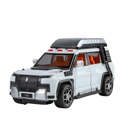 Klassisches Retro Automodell 1:24 Für BYD Yangwang U8 SUV Legierung Automodell New Energy Geländewagen Sound Und Licht Kinderspielzeug Miniatur Im Maßstab Sammlerstück(White) von BOMXAN