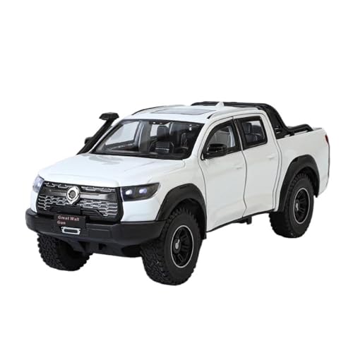 Klassisches Retro Automodell 1:24 Für Great Wall Motor GWM Cannon POER Off Road SUV Legierung Druckguss Auto Modell Sound & Licht Dekoration Miniatur Im Maßstab Sammlerstück(White) von BOMXAN