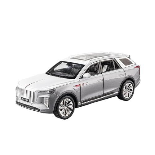 Klassisches Retro Automodell 1:24 Für HONGQI E-HS9 SUV Legierung Diecast Simulation Fahrzeuge Modell Sound Und Licht Sammlung Kinder Spielzeug Miniatur Im Maßstab Sammlerstück(Gray with White) von BOMXAN