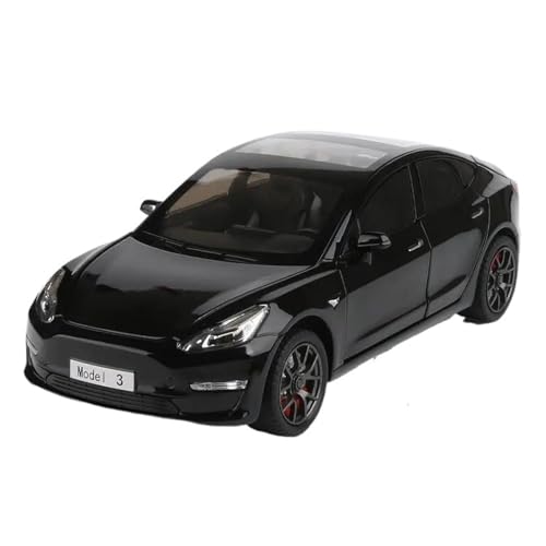 Klassisches Retro Automodell 1:24 Für Tesla Model 3 Alloy Diecasts Vehicle Car Model High Simulation Sound and Light Collection Toy Miniatur Im Maßstab Sammlerstück(Black) von BOMXAN