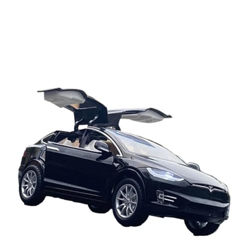 Klassisches Retro Automodell 1:24 Für Tesla Model X Alloy Diecast Metal Toy Vehicles Car Model Simulation Collection Sound Light Toy Miniatur Im Maßstab Sammlerstück(Black) von BOMXAN