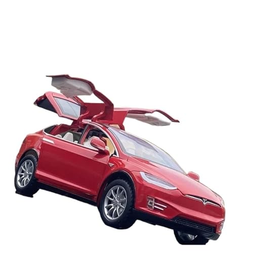 Klassisches Retro Automodell 1:24 Für Tesla Model X SUV Alloy Diecast Car Model Simulation Collection Sound and Light Kinderspielzeug Miniatur Im Maßstab Sammlerstück(Red) von BOMXAN