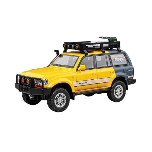 Klassisches Retro Automodell 1:24 Für Toyota Land Cruiser LC80 Mit Sound-Licht-Simulationssammlung, Kinder-Jungen-Spielzeug, Legierungs-Automodell Miniatur Im Maßstab Sammlerstück(Yellow) von BOMXAN