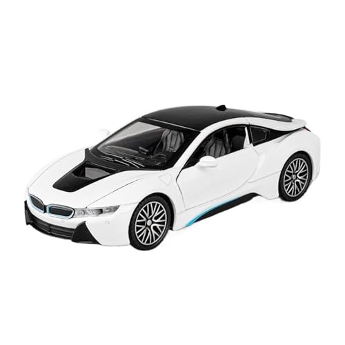 Klassisches Retro Automodell 1:32 Für BMW I8 Mit Sound-Licht Zurückziehbarer Supersportwagen Hochsimuliertes Automodell Aus Druckgusslegierung Miniatur Im Maßstab Sammlerstück(White) von BOMXAN