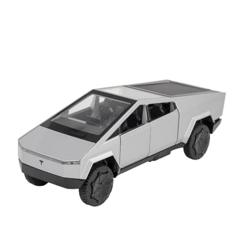 Klassisches Retro Automodell 1:32 Für Tesla Cybertruck Pickup Legierung Auto Modell Diecast Spielzeug Fahrzeug Sound Und Licht Simulation Spielzeug Miniatur Im Maßstab Sammlerstück(Silver) von BOMXAN