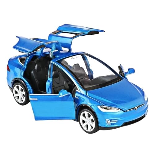 Klassisches Retro Automodell 1:32 Für Tesla X Legierung Druck Druck & Spielzeug Auto Modell Dekoration Sound Licht Kind Spielzeug Für Kinder Weihnachten Miniatur Im Maßstab Sammlerstück(Blue) von BOMXAN