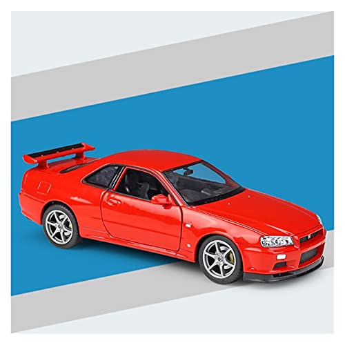 Klassisches Retro Automodell Maßstab 1 24 Diecast Für Nissan Skyline GT-R R34 Simulation Legierung Auto Modell Spielzeug Sammlung Geschenk Dekoration Miniatur Im Maßstab Sammlerstück(Rot) von BOMXAN