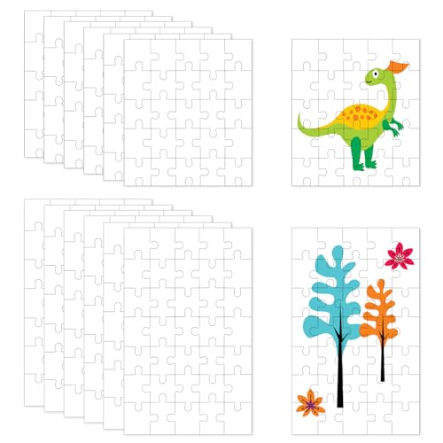 12 Stück Komplett Weißes Puzzle 15×10 cm, 10×10 cm Blanko Puzzle Zum Bemalen Puzzle Leere Puzzles Für Kinder Personalisiert DIY Puzzles Für Geburtstag Aktivität Party Geschenke (25, 35 Teile) von BONGSHAKALAKA