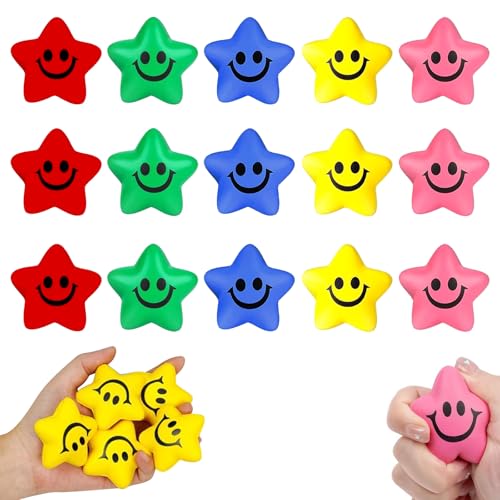 15 Stück Sternförmiger Stressball 5cm Stern Lächeln Gesicht Stressbälle Stressball Mit Emoticons Stressbälle Squeeze Ball Mini Stressabbau Bälle Spielzeug Stern Antistressball Für Kinder Erwachsene von BONGSHAKALAKA