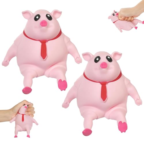 2 Pcs Stress Schwein Stress Spielzeug Süßes Rosa Schweinchen Anti Stress Spielzeug Kreatives Dekompressions Piggy Squeeze Toy Squishy Squeeze Toys Sensorisches Fidget-Spielzeug Für Jungen Und Mädchen von BONGSHAKALAKA