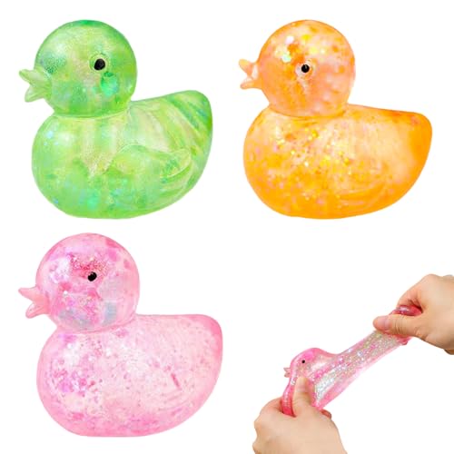 3 Stück Kleine Ente Squeeze Ball Squishy Anti Stress Squeeze Bälle Ducks Squishy Anti Stressball Stress Relief Toy Für Kinder Und Erwachsene Stress, Angst Abbauen Und Beruhigung (Zufällige Farbe) von BONGSHAKALAKA