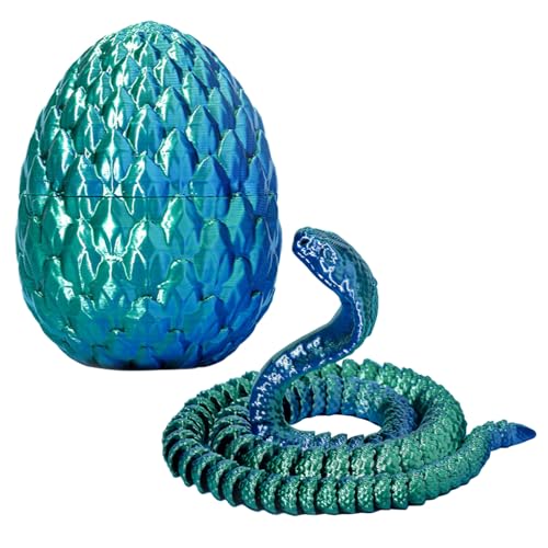 3D Gedrucktes Schlangenei Blau&Grün Beweglicher 3D Gedruckter Schlange Flexible 3D Gedruckte Schlangen Spielzeug Schlange Fidget Toy Rotierendes Design Schlangenei Easter Kind Geschenke Spielzeug von BONGSHAKALAKA