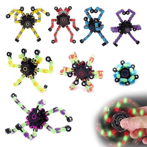 8 Stück Roboter Fidget Spinner Spielzeug Transformierbare Mechanische Spinner Kreisel Stressabbau Spielzeug Stress Relief Spinner Toy DIY Transformable Spinner Spielzeug (Leuchtendes/Normales) von BONGSHAKALAKA