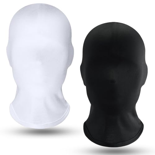 BONHHC Schwarze Maske Halloween, Vollgesichtsmaske Halloween, 2 Stück Unisex Gesichtslose Maske, Spandex Vollgesichtsmaske für Halloween Karneval Cosplay Kostüm (A) von BONHHC