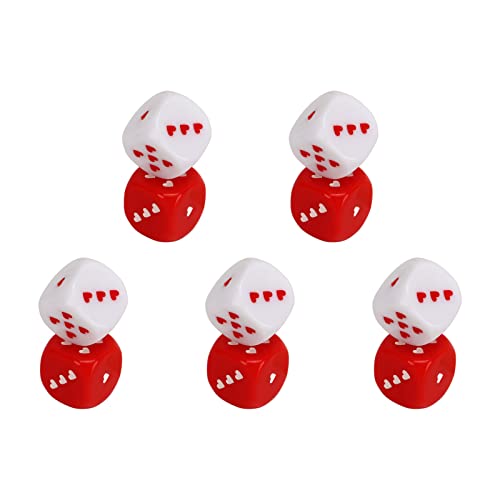 5 Paar Herzwürfel, Rot-weißes Herzwürfelpaar, Kunststoffsicheres Herzwürfelset für Mehrere Partys, Tragbares, Modisches Gaming-Würfelset für Partyzubehör von BONKZEBU