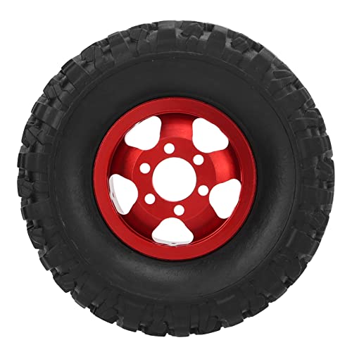 BONKZEBU RC-Gummireifen mit Radnabe aus Aluminiumlegierung, RC-Räder und -Reifen, RC-Autoreifen und -Räder für WPL C14 C24 C34 C44 B14 B24 B16 B36 4WD-Automodell (Rot) von BONKZEBU