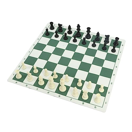 Turnier-Schachspiel, Kunststoff-Schachbrett-Set, Tragbares Schach- und Dame-Set mit 16,9 X 16,9 Zoll Großer PU-Matten-Aufbewahrungstasche, für Kinder und Erwachsene, Brettspiel, von BONKZEBU