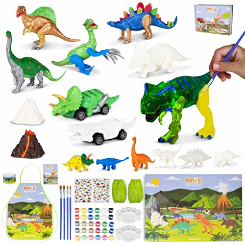 BONNYCO Dinosaurier Spielzeug Malset 16 Figuren Dino Bastelset Kinder Spielzeug sie leuchten im Dunkeln, Dinosaurier Basteln Geschenke für Kinder 3 4 5 6 7 8 9 10 Jahre Geburtstag, Weihnachten von BONNYCO