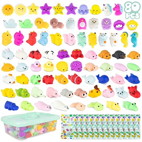 BONNYCO Mochi Squishy Set Mitgebsel Kindergeburtstag Gastgeschenke 80 Stück Kleine Geschenke für Kinder, Mitbringsel Kindergeburtstag Gastgeschenk Kindergeburtstag Give Aways, Pinata Füllung von BONNYCO