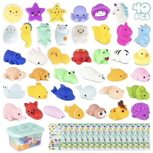 BONNYCO Mochi Squishy Set Mitgebsel Kindergeburtstag Gastgeschenke 40 Stück Kleine Geschenke für Kinder, Mitbringsel Kindergeburtstag Gastgeschenk, Pinata Füllung | Give Aways Einschulung Set von BONNYCO