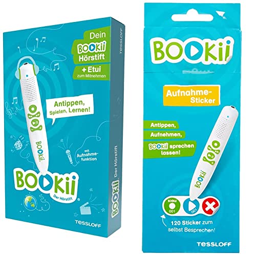 BOOKii Der Hörstift. Mit vielen vorinstallierten Titeln und für alle weiteren Produkte Welt! Antippen, Lernen! & 120 AufnahmeSticker neutral Paket 1, Nr. 001-120: Eigene Texte und Töne von BOOKii