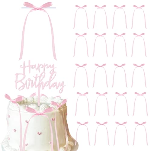21pcs Tortendeko Schleife Rosa Klein Cake Topper Happy Birthday Acryl Geburtstag Kuchendeko Schleifen Deko Torten Topper Cupcake Tortenstecker Geburtstagstorte Kuchen Dekoration Tortenaufsatz 21pcs Tortendeko Schleife Rosa Klein Cake Topper Happy Birthday Acryl Geburtstag Kuchendeko Schleifen Deko Torten Topper Cupcake Tortenstecker Geburtstagstorte Kuchen Dekoration Tortenaufsatz von BOOMTOP