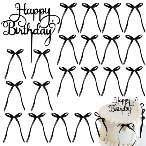 21pcs Tortendeko Schleife Schwarz Klein Cake Topper Happy Birthday Acryl Geburtstag Kuchendeko Schleifen Deko Torten Topper Cupcake Tortenstecker Geburtstagstorte Kuchen Dekoration Tortenaufsatz 21pcs Tortendeko Schleife Schwarz Klein Cake Topper Happy Birthday Acryl Geburtstag Kuchendeko Schleifen Deko Torten Topper Cupcake Tortenstecker Geburtstagstorte Kuchen Dekoration Tortenaufsatz von BOOMTOP