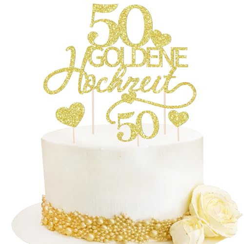 7pcs Tortendeko Goldene Hochzeit Cake Topper 50 Golden Years Kuchendeko Gold Glitzer 50 Jahrestag in Deutsch Geburtstag Torten Topper Tortenstecker Goldene Hochzeit Jubiläum Dekoration 7pcs Tortendeko Goldene Hochzeit Cake Topper 50 Golden Years Kuchendeko Gold Glitzer 50 Jahrestag in Deutsch Geburtstag Torten Topper Tortenstecker Goldene Hochzeit Jubiläum Dekoration von BOOMTOP