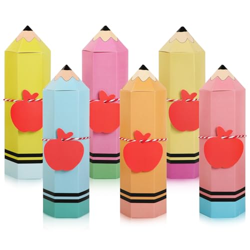 BOOMTOP 12pcs Schultüte Geschwistertüte Faltbare Zuckertüte Klein 19,5cm in Bleistiftform Kleine Leere Geschwister Schultüte Geschenk zur Einschulung Schulanfang für Jungen Mädchen mit Schnur Schild von BOOMTOP