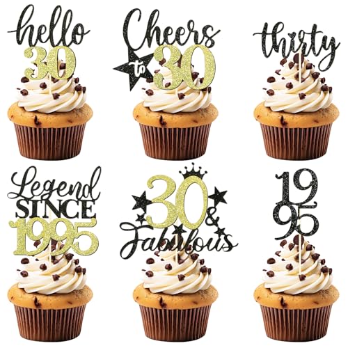 BOOMTOP 24pcs Cake Topper 30 Geburtstag Torten Deko Glitzer 30 Jahre Happy 30th Birthday Alles Gute zum 30. Geburtstag Kuchen Topper Kuchendeko 30 Geburstagstorte Deko Gold Schwarz Frauen Männer BOOMTOP 24pcs Cake Topper 30 Geburtstag Torten Deko Glitzer 30 Jahre Happy 30th Birthday Alles Gute zum 30. Geburtstag Kuchen Topper Kuchendeko 30 Geburstagstorte Deko Gold Schwarz Frauen Männer von BOOMTOP