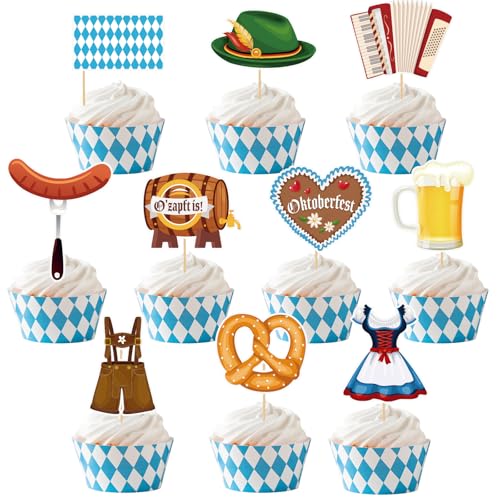 BOOMTOP 30pcs Cake Topper Oktoberfest Deko Kuchen Bayerische Torten Topper Flagge Bier O zapft is Deko Bierfest Wiesn Party Tortendeko für Cupcake Muffins Torten BOOMTOP 30pcs Cake Topper Oktoberfest Deko Kuchen Bayerische Torten Topper Flagge Bier O zapft is Deko Bierfest Wiesn Party Tortendeko für Cupcake Muffins Torten von BOOMTOP
