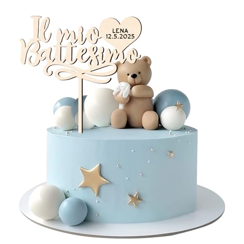 BOOMTOP Italienisch Tortendeko Il mio Battesimo Cake Topper Holz Taufe Kuchenstecker von BOOMTOP