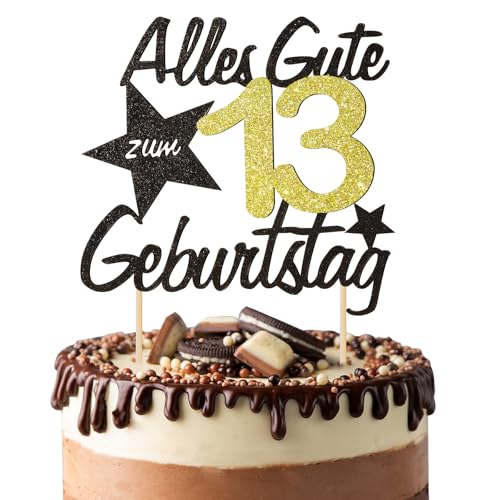 BOOMTOP Torten Deko 13 Geburtstag Deko Kuchen Junge Mädchen Happy 13th Birthday Cake Topper Offiziell Teenager 13 Kuchendeko Alles Gute zum 13. Geburtstag Kuchen Topper 13 Kindergeburtstag Dekoration von BOOMTOP