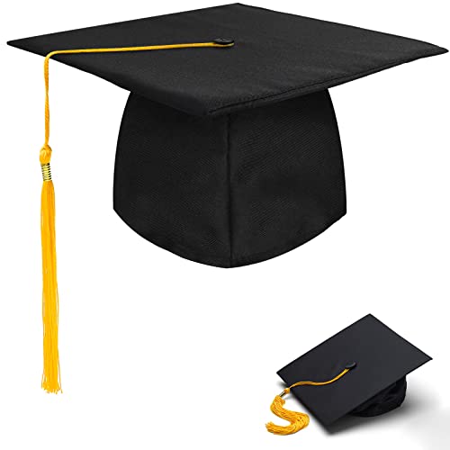 BOOSHMall Bachelor Hut, Abschluss Hut Doktorhut Graduation Hat Absolventenkappe Bachelor Absolventenhut für Abschlussfeiern vom Studium, Abitur, Hochschule, Universität - Gelb von BOOSHMall