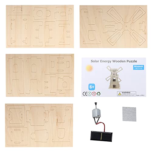 3D-Holz-Solar-Puzzle-Spielzeug, Holzbausatz-Puzzle-Kinder-Montagesatz WCT-076 (WCT-076 Solar Windmill C) von BORDSTRACT