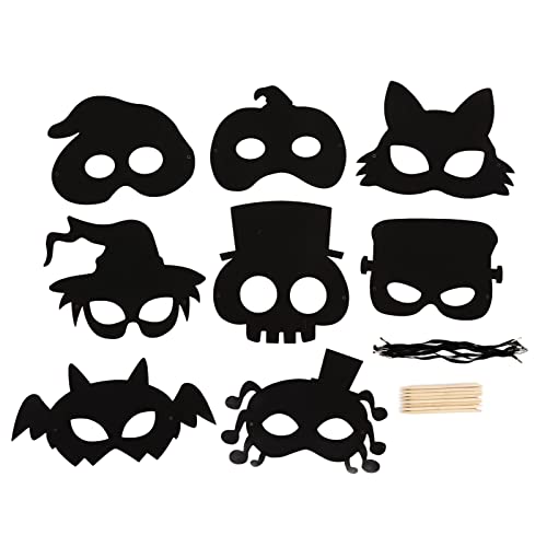 BORDSTRACT 8 Sets Halloween-Kratzmaske, kreative Kunst, Regenbogen-Papier, Tier-Gesichtsmasken, Spielzeug-Set, Bastelset für Kinder, Kostüme von BORDSTRACT