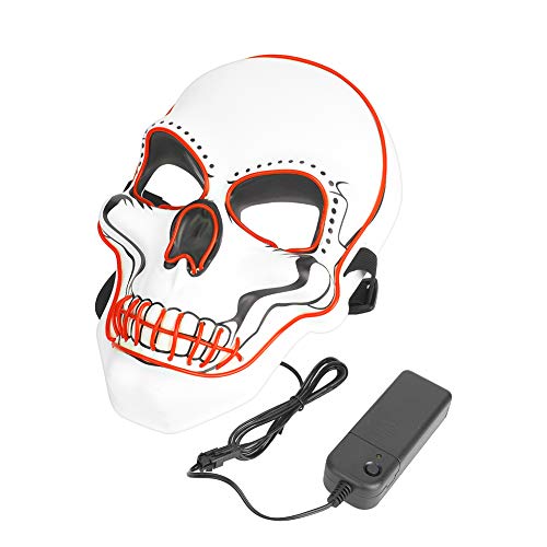 BORDSTRACT Leuchtende Clown-Maske, Halloween, lustige, schelmische, gruselige Maske, weißer Totenkopf, 3 Lichtmodi für Maskerade (Rot) von BORDSTRACT