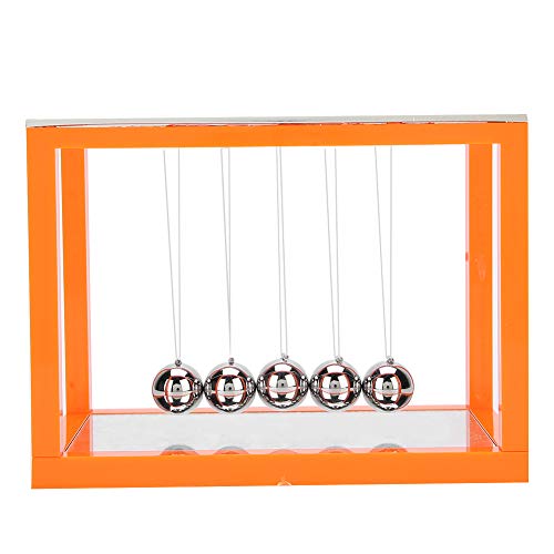 BORDSTRACT -Pendeldekoration, Newton Cradle Balance Balls Tool mit 5 Bällen für Science Physics Schreibtischspielzeug, Büro -Heim -Schreibtischdekoration (Schwarz) (Orange) von BORDSTRACT